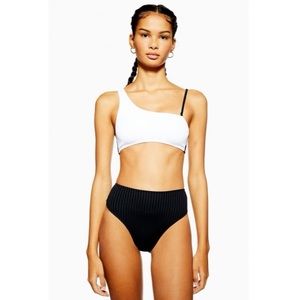 TOPSHOP Ribbed Contrast Shoulder Bikini Top NEW WITH TAGS